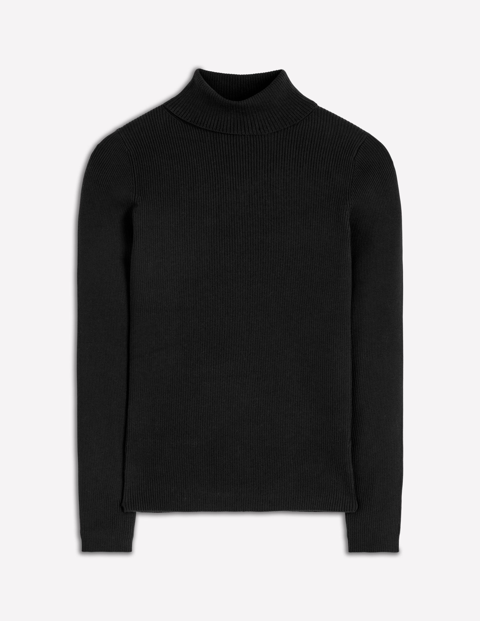 Emilia Cotton Roll Neck Jumper-Black-5