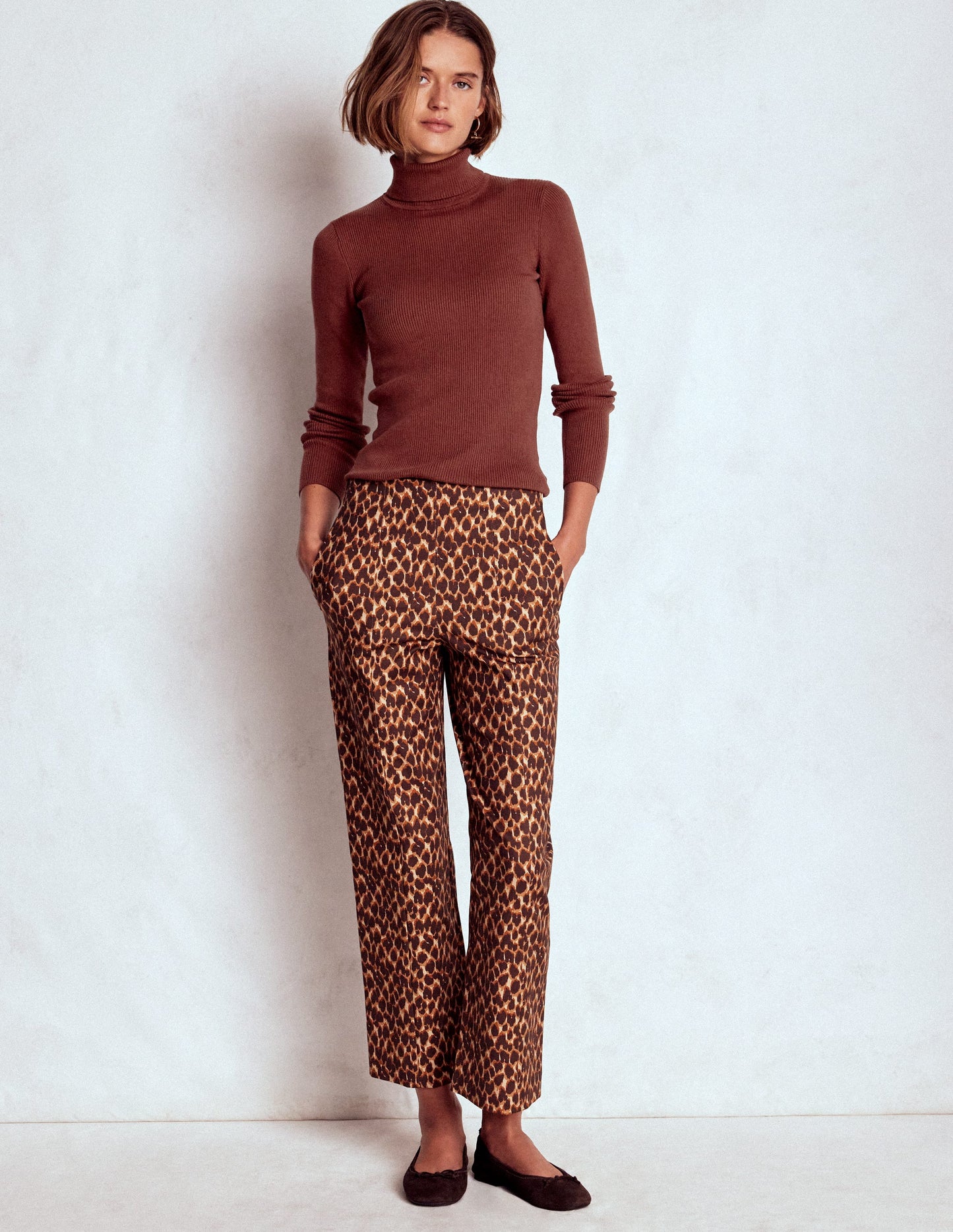 Emilia Cotton Roll Neck Jumper-Hot Chocolate Brown