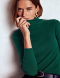Emilia Cotton Roll Neck Jumper-Emerald Night