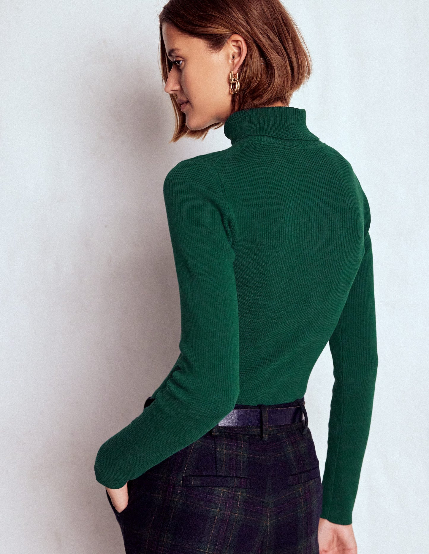 Emilia Cotton Roll Neck Jumper-Emerald Night