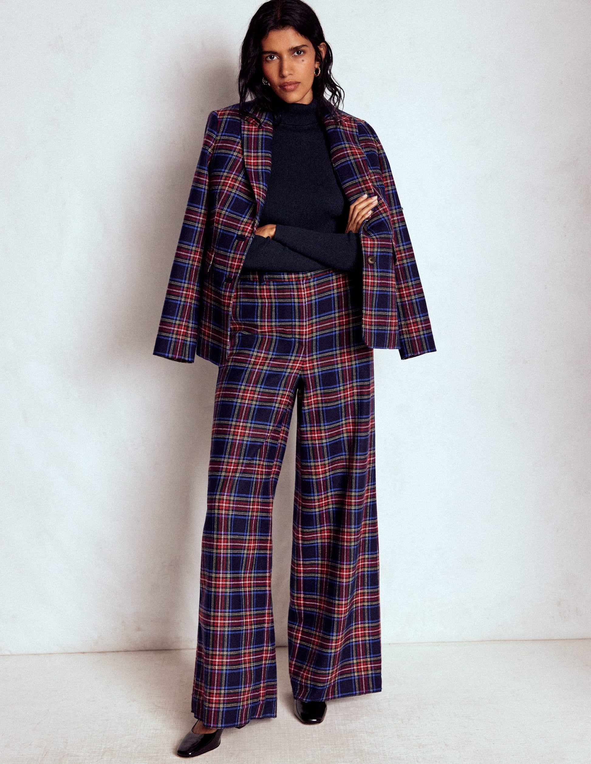 Emilia Cotton Roll Neck Jumper-Navy-1