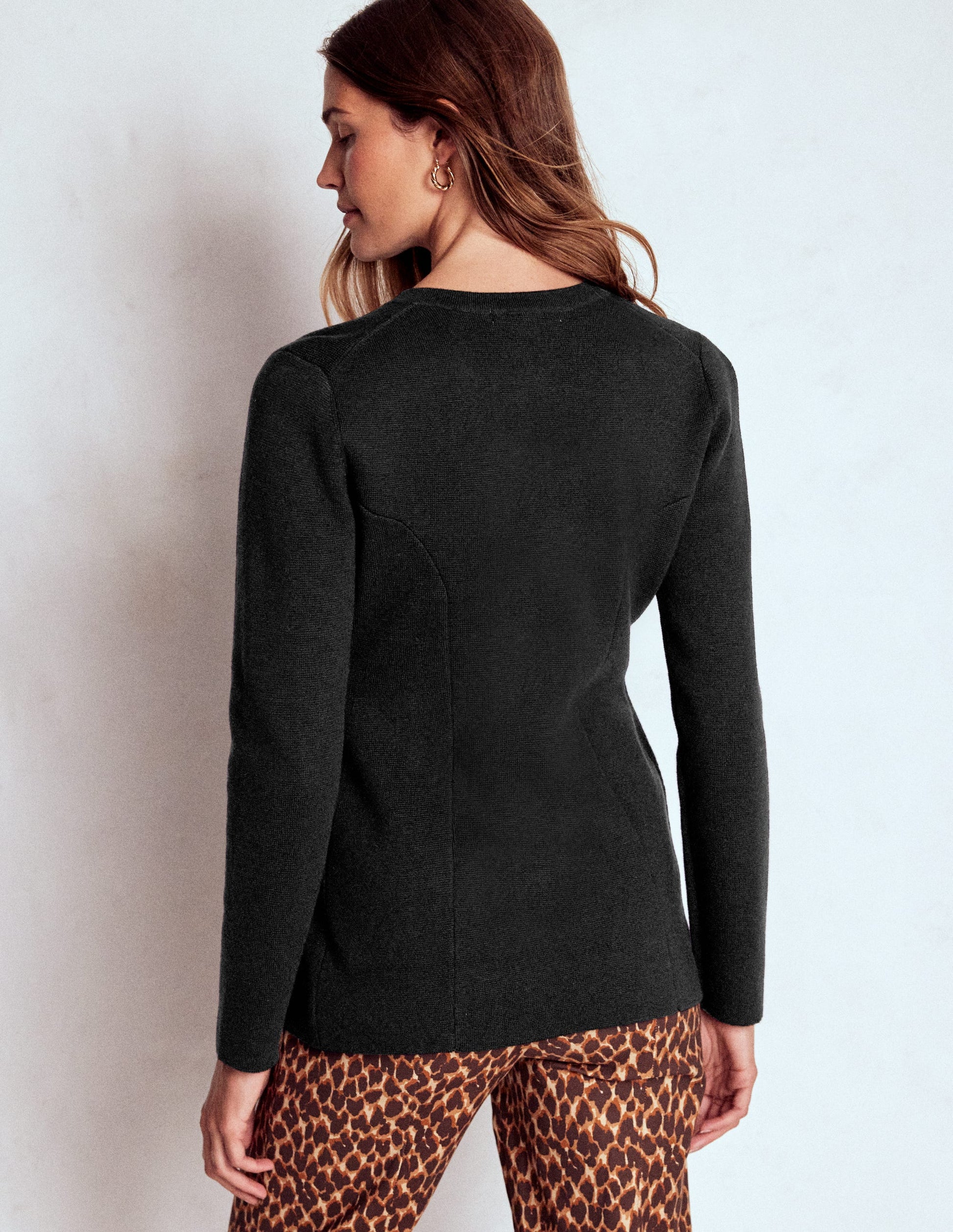 Joanna Fitted Knitted Jacket-Black-3
