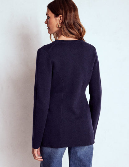 Joanna Fitted Knitted Jacket-Navy-3