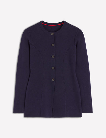 Joanna Fitted Knitted Jacket-Navy-5