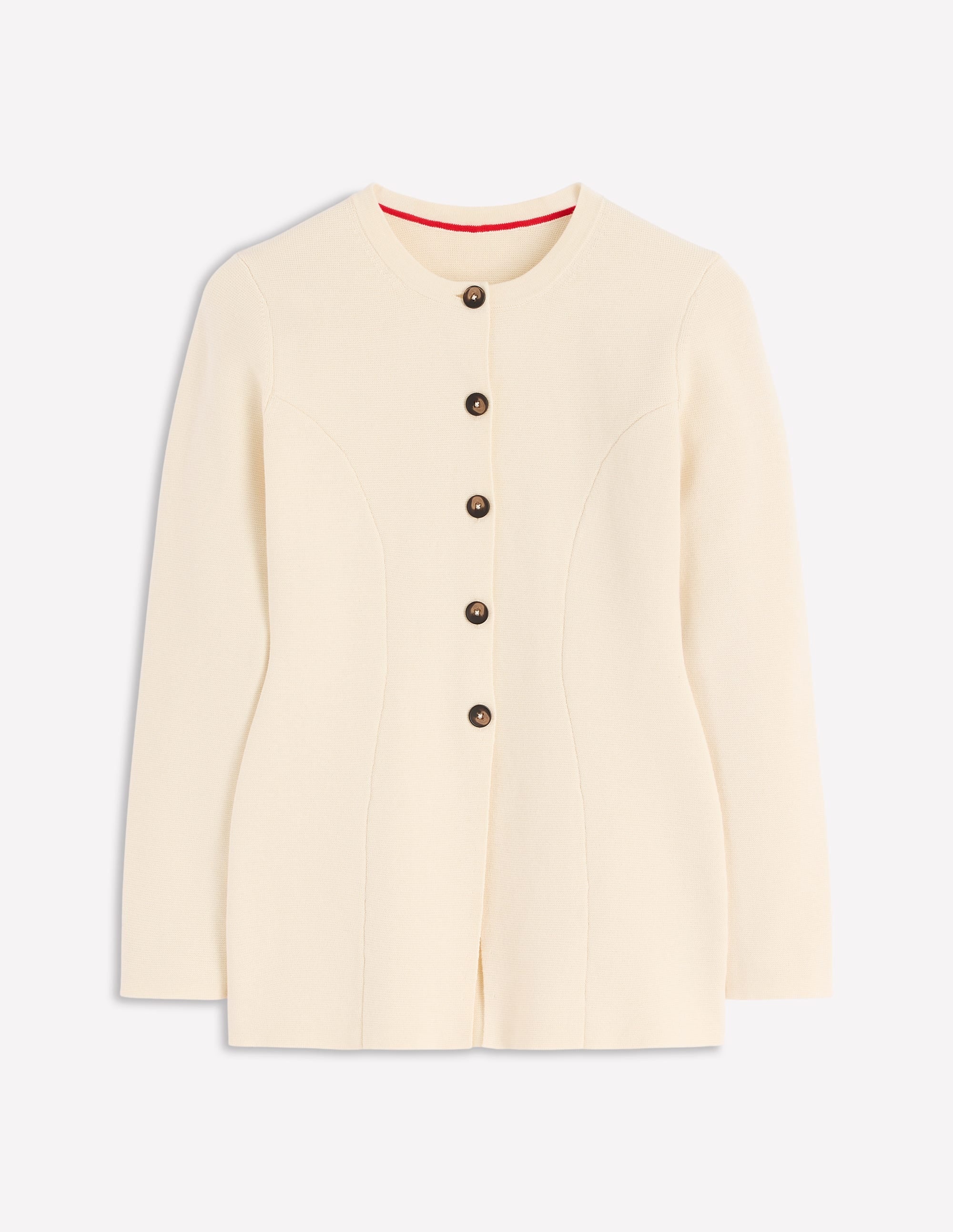 Joanna Fitted Knitted Jacket-Warm Ivory - Image 6