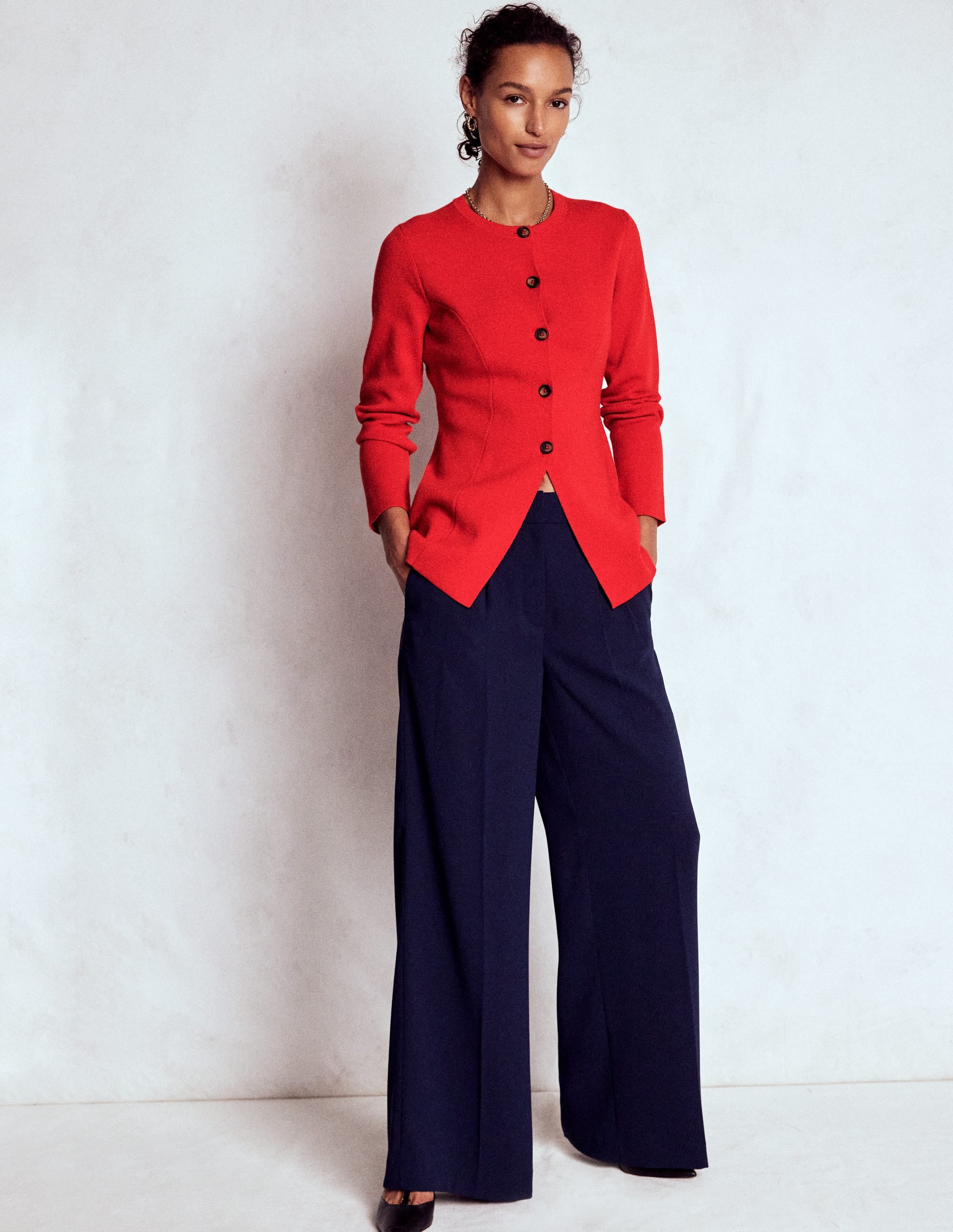 Joanna Fitted Knitted Jacket-Poppy Red - Image 1