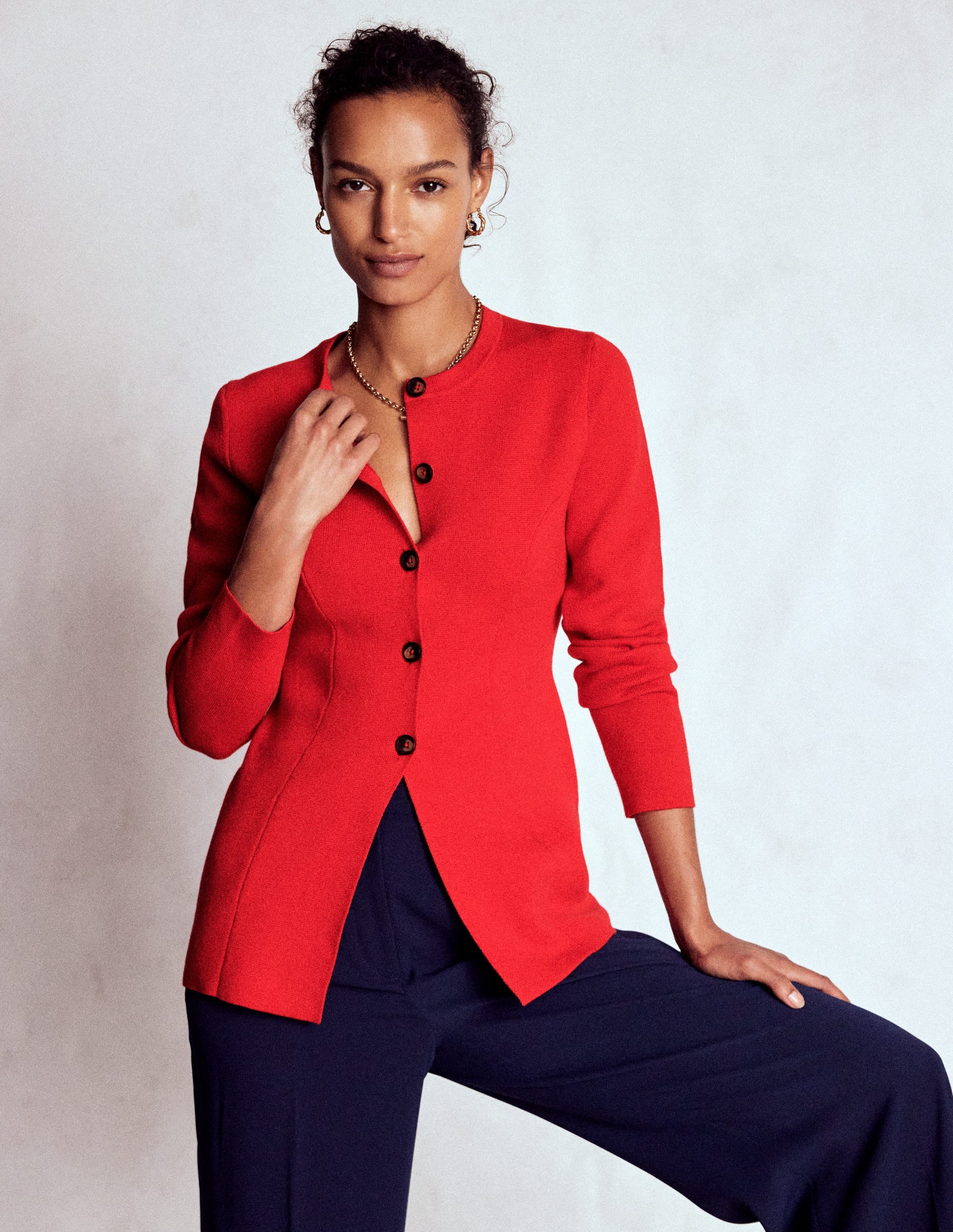 Joanna Fitted Knitted Jacket-Poppy Red - Image 5
