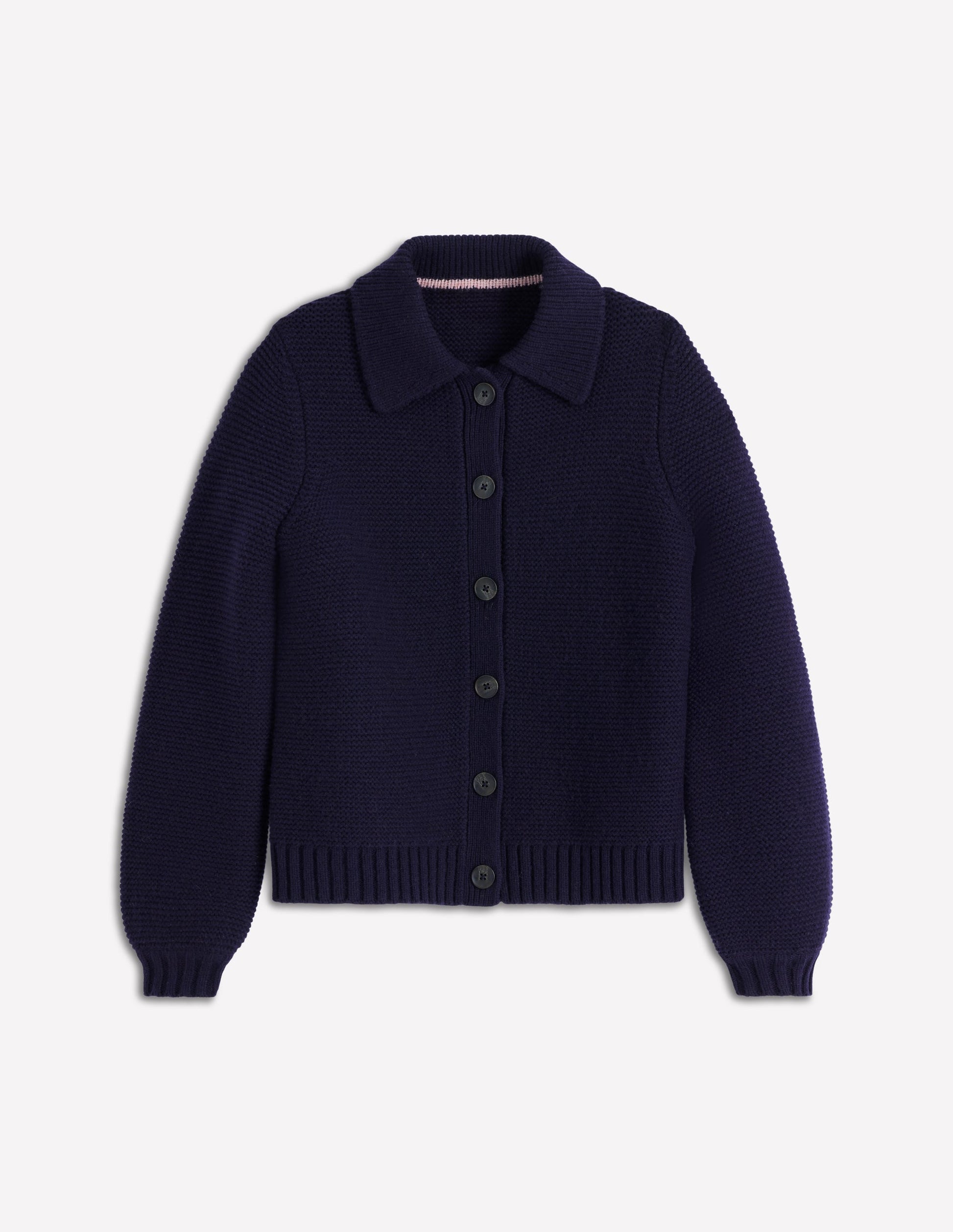 Chunky Collar Knitted Jacket-Navy-5