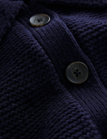 Chunky Collar Knitted Jacket-Navy-6