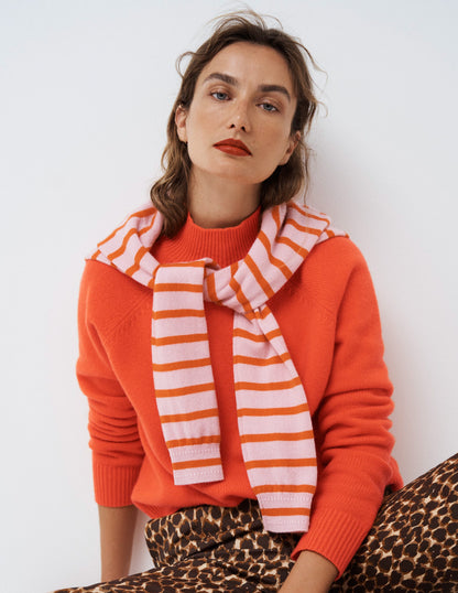 Marion Merino High Neck Jumper-Gladioli Orange-6