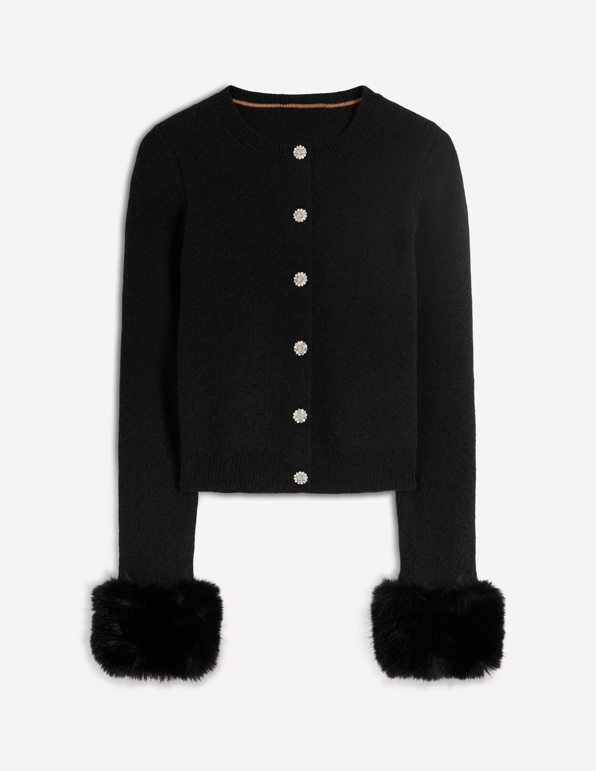 Fur Trim Cardigan-Black-7