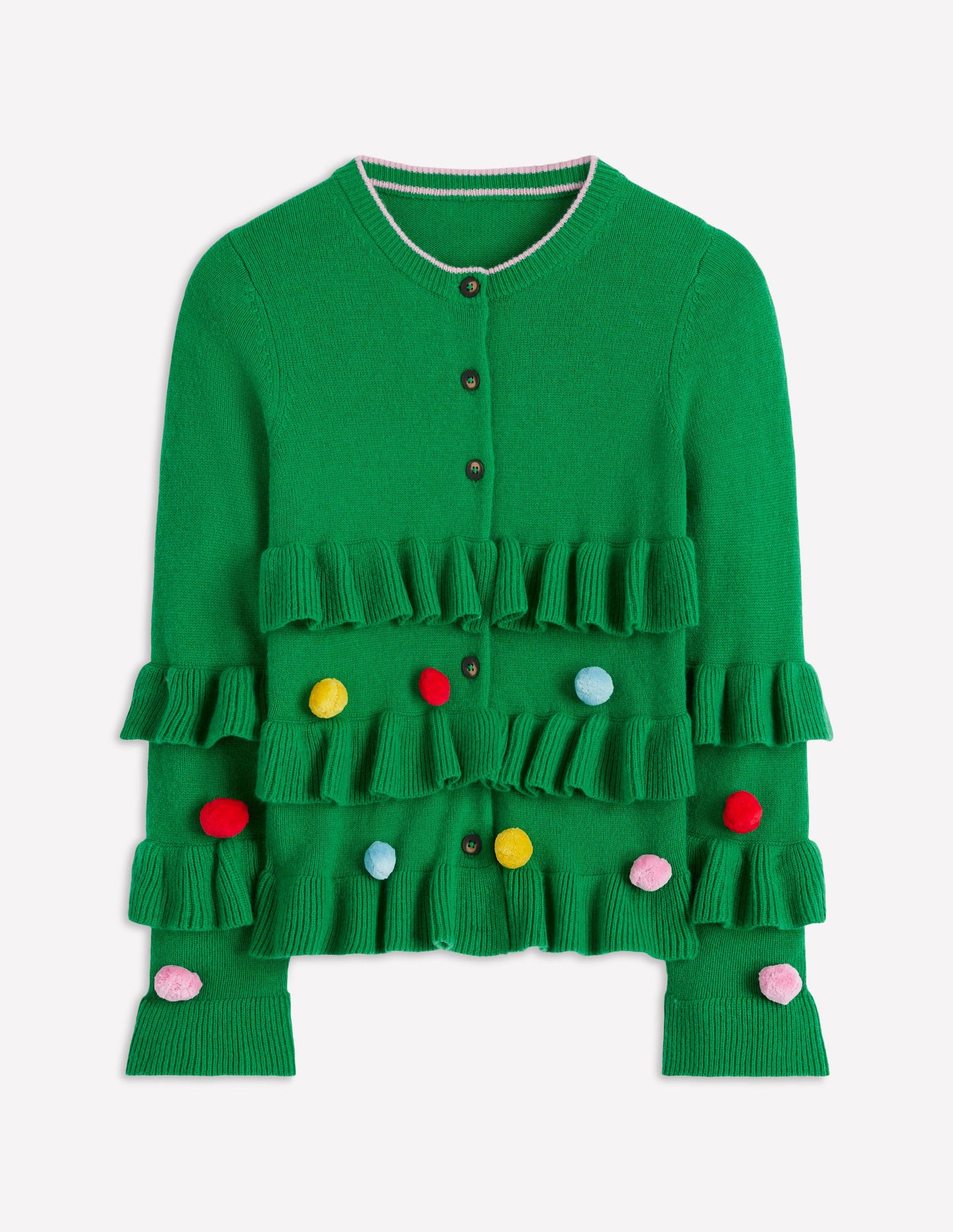 Festive Embroidered Cardigan-Sapling Green