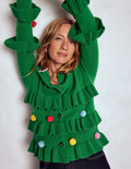 Festive Embroidered Cardigan-Sapling Green