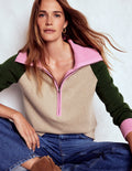 Lucy Half-zip Jumper-Chinchilla Melange, Green Fir