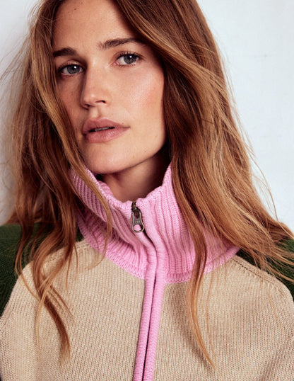 Lucy Half-zip Jumper-Chinchilla Melange, Green Fir-2