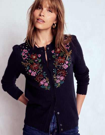 Elizabeth Embellished Cardigan-Navy, Floral Embellishment-4
