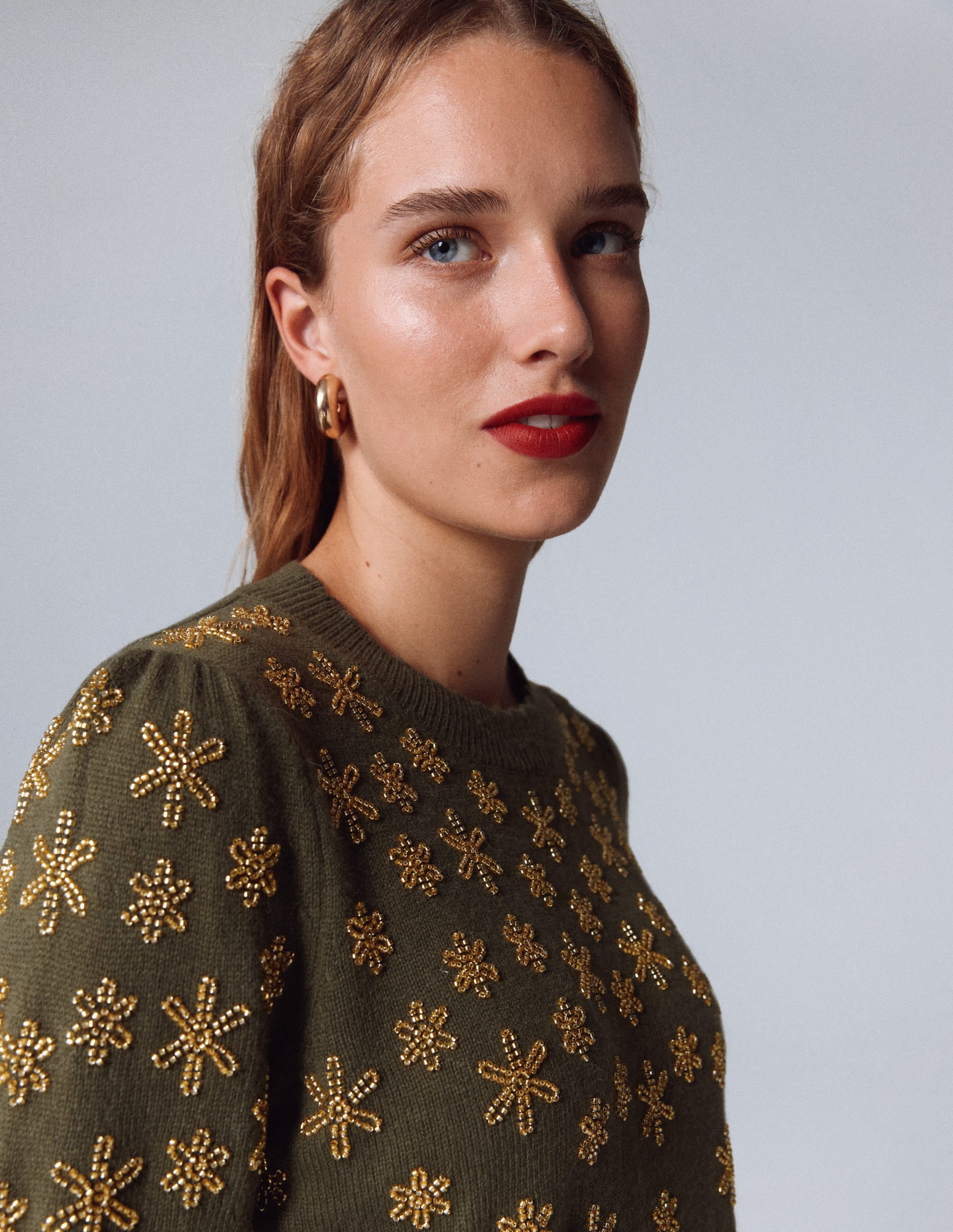Elizabeth Embellished Jumper-Leaf Green - Image 6