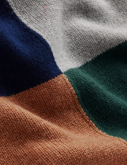 Polly Merino Roll Neck Jumper-Grey Marl Check-8