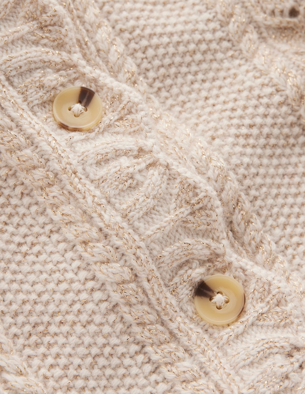 Velvet Bow Cable Cardigan-Gold Sparkle-8