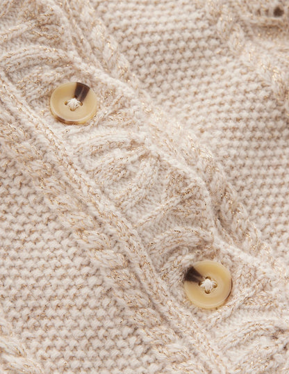 Velvet Bow Cable Cardigan-Gold Sparkle-8