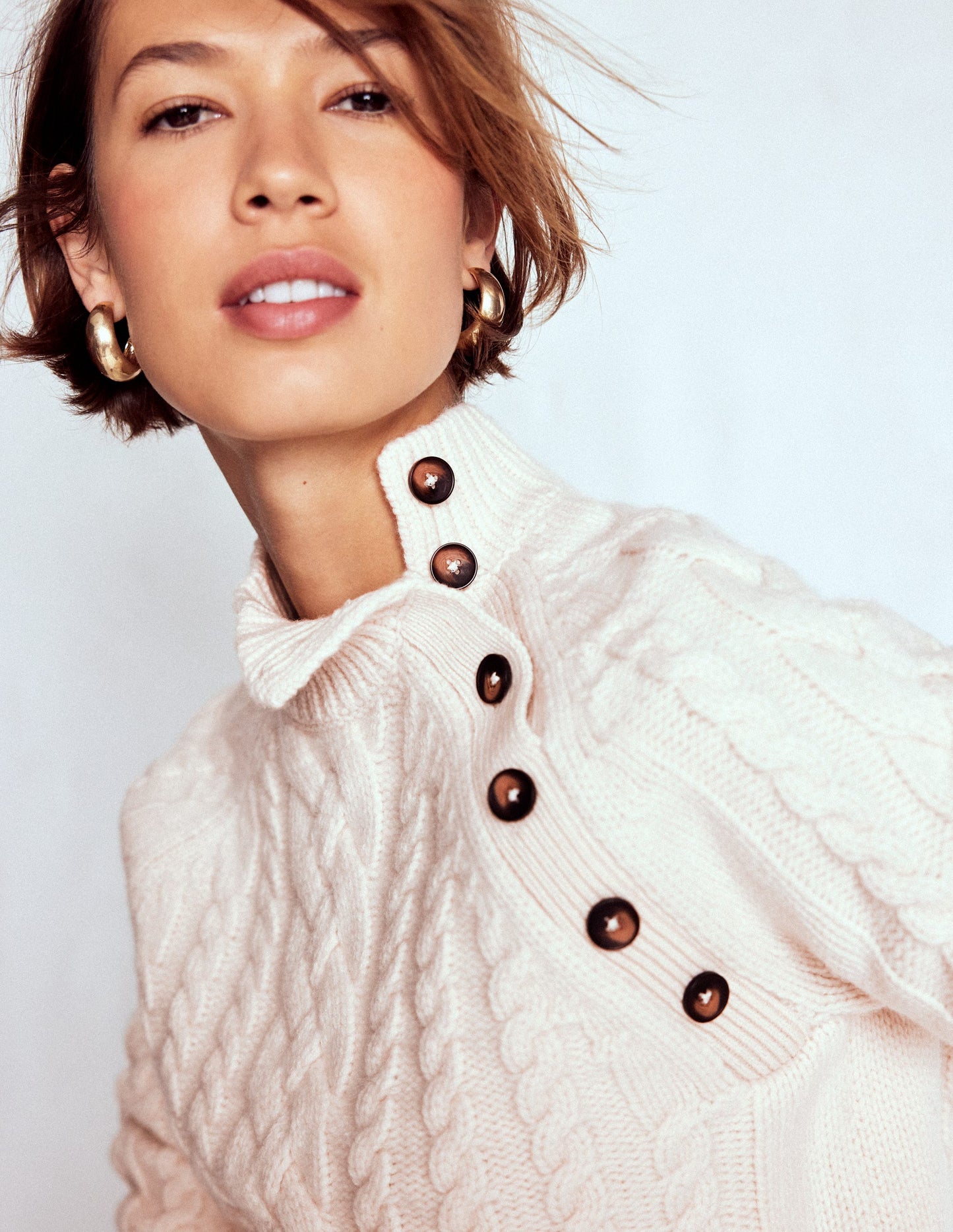 Amara Merino Cable Jumper-Warm Ivory