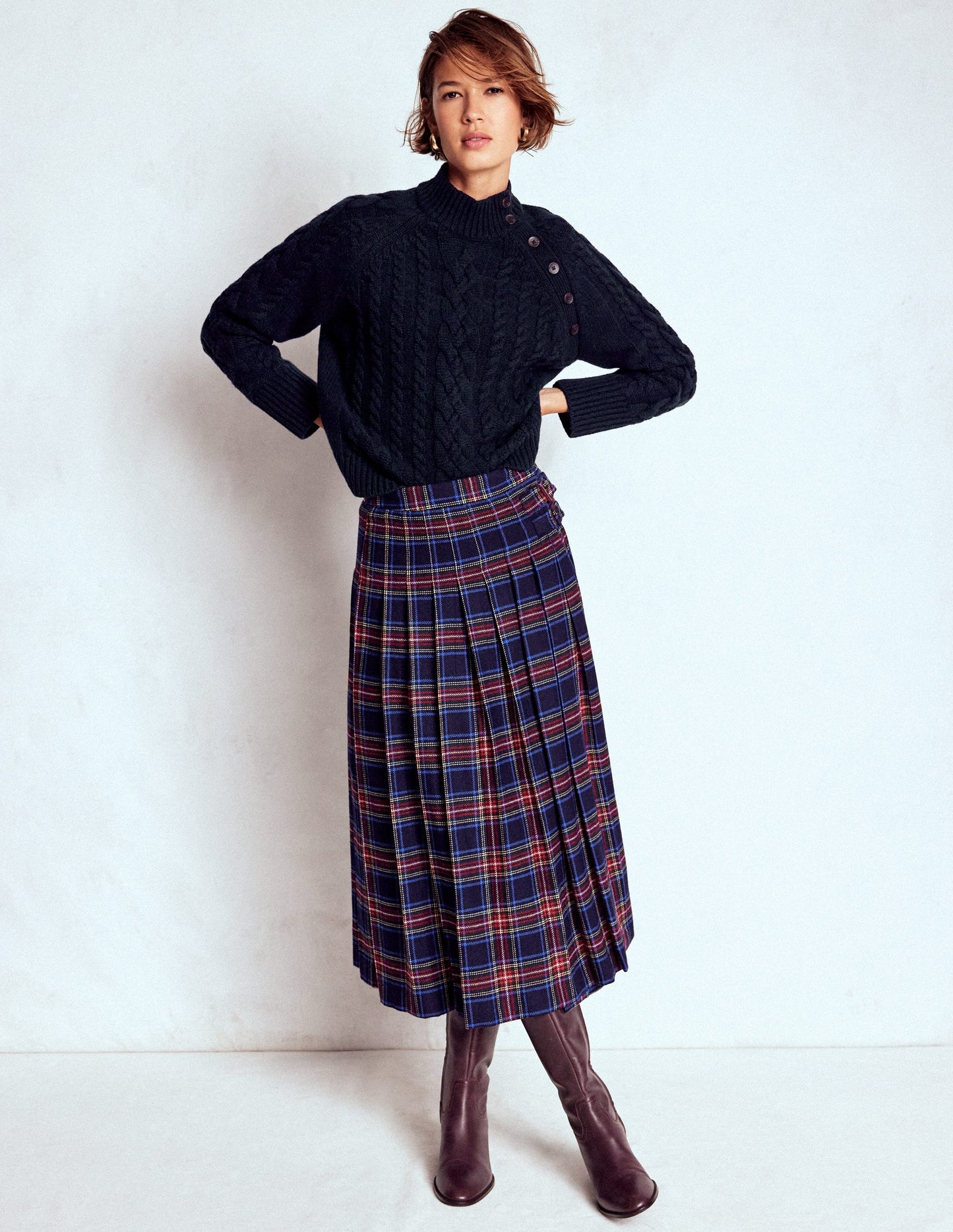 Amara Merino Cable Jumper-Navy