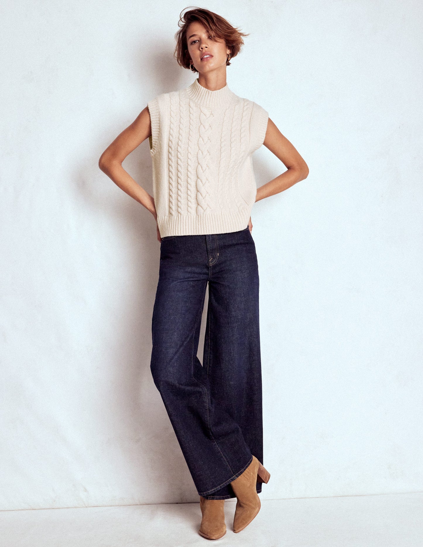 Amara Merino Cable Tank-Warm Ivory