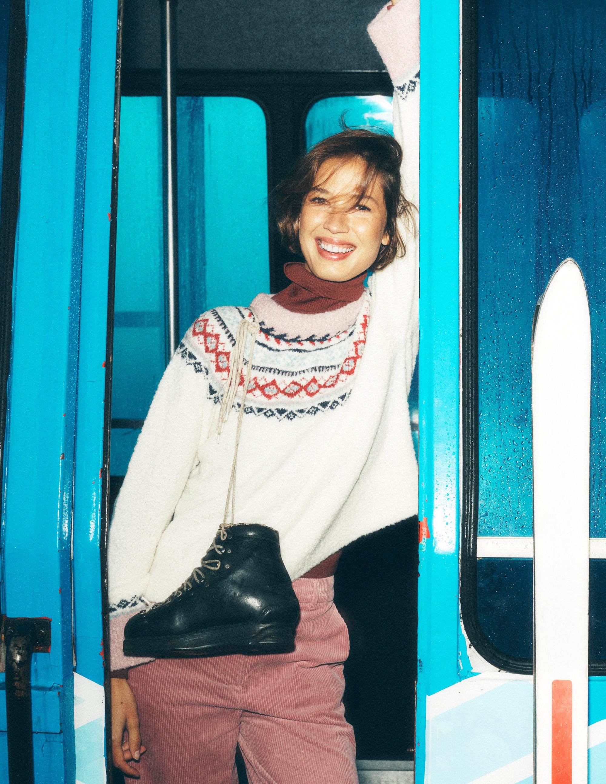 Bouclé Raglan Jumper-Warm Ivory Fair Isle - Image 6