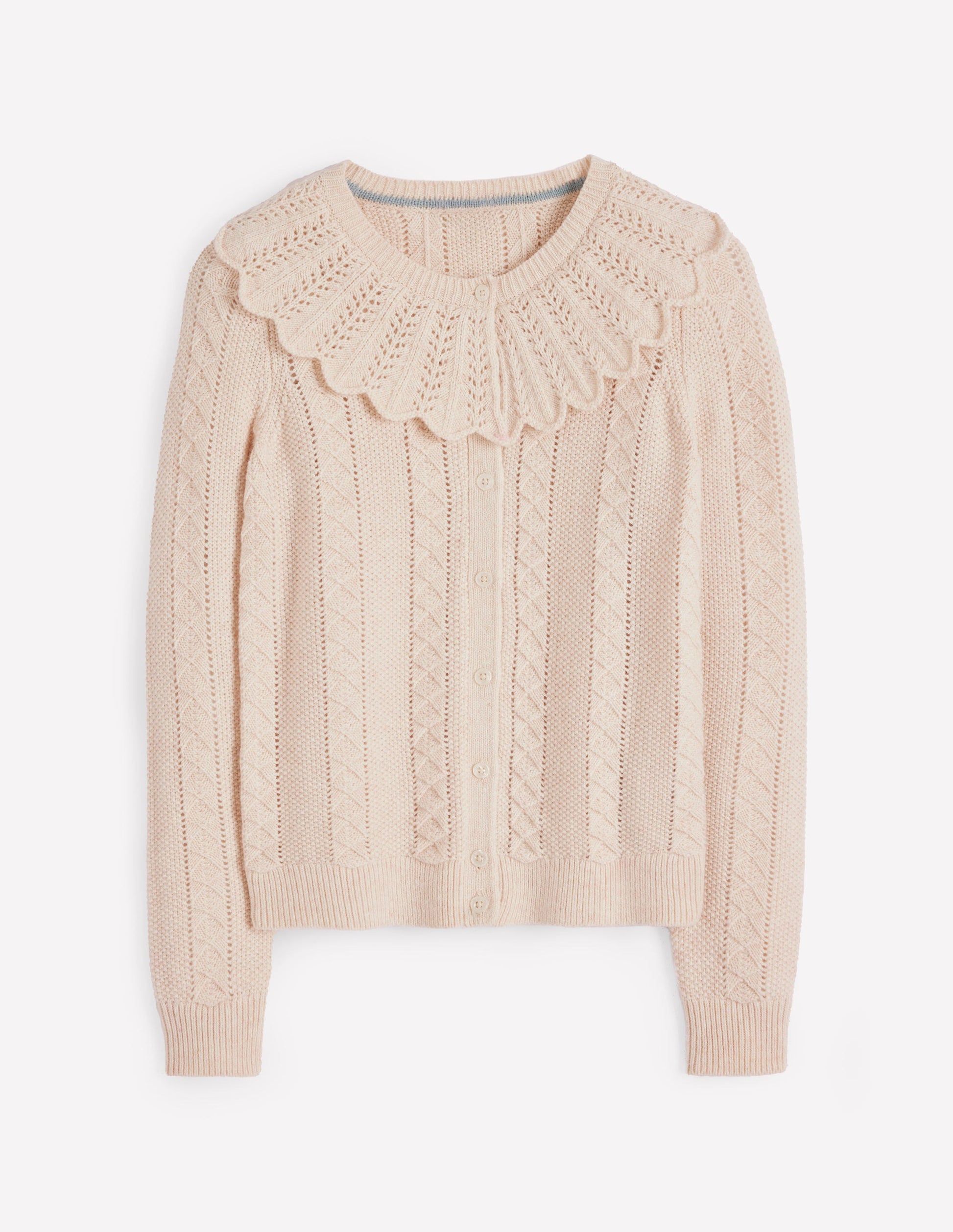 Scallop Collar Cardigan-Warm Ivory Melange-6