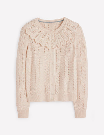 Scallop Collar Cardigan-Warm Ivory Melange-6