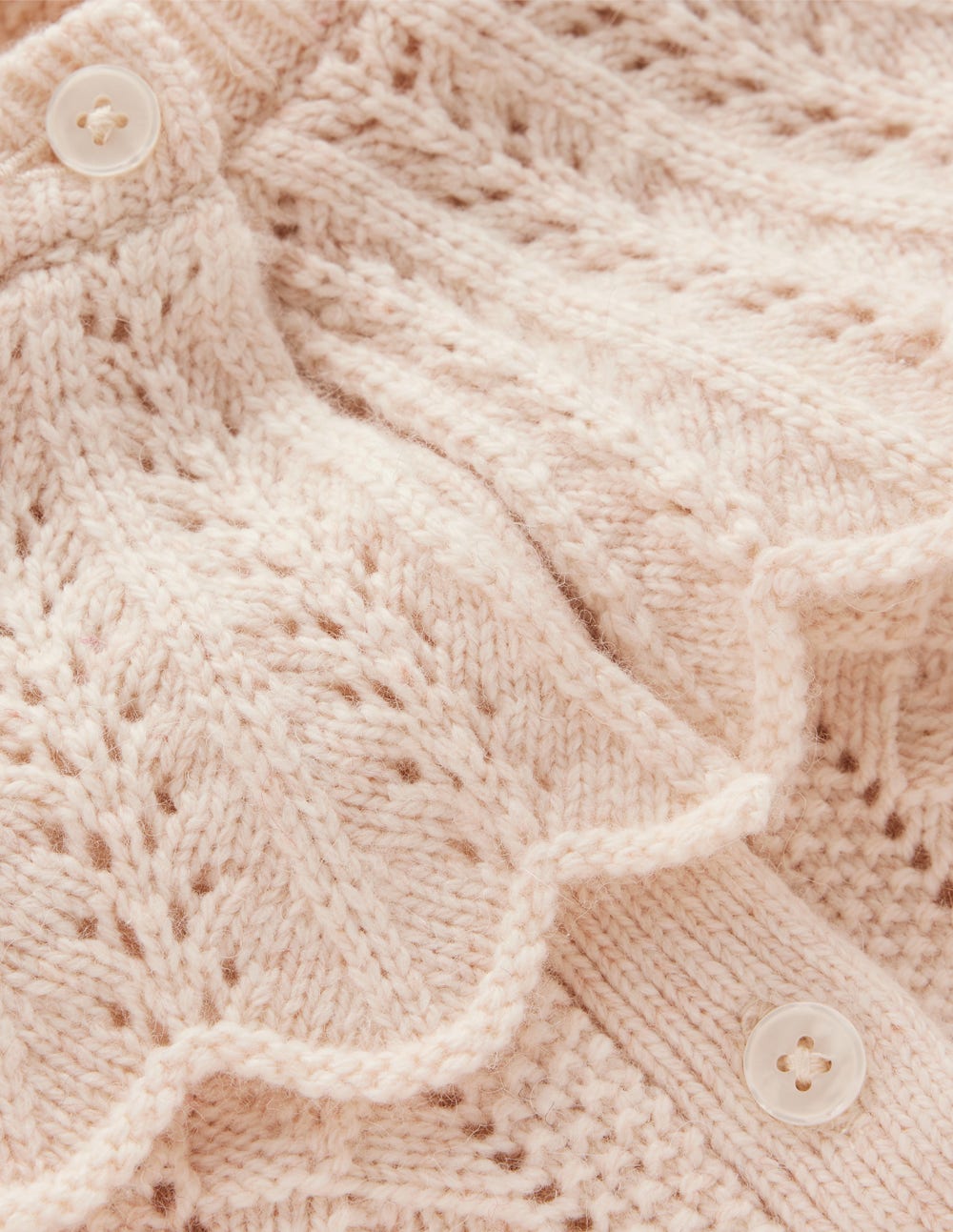 Scallop Collar Cardigan-Warm Ivory Melange