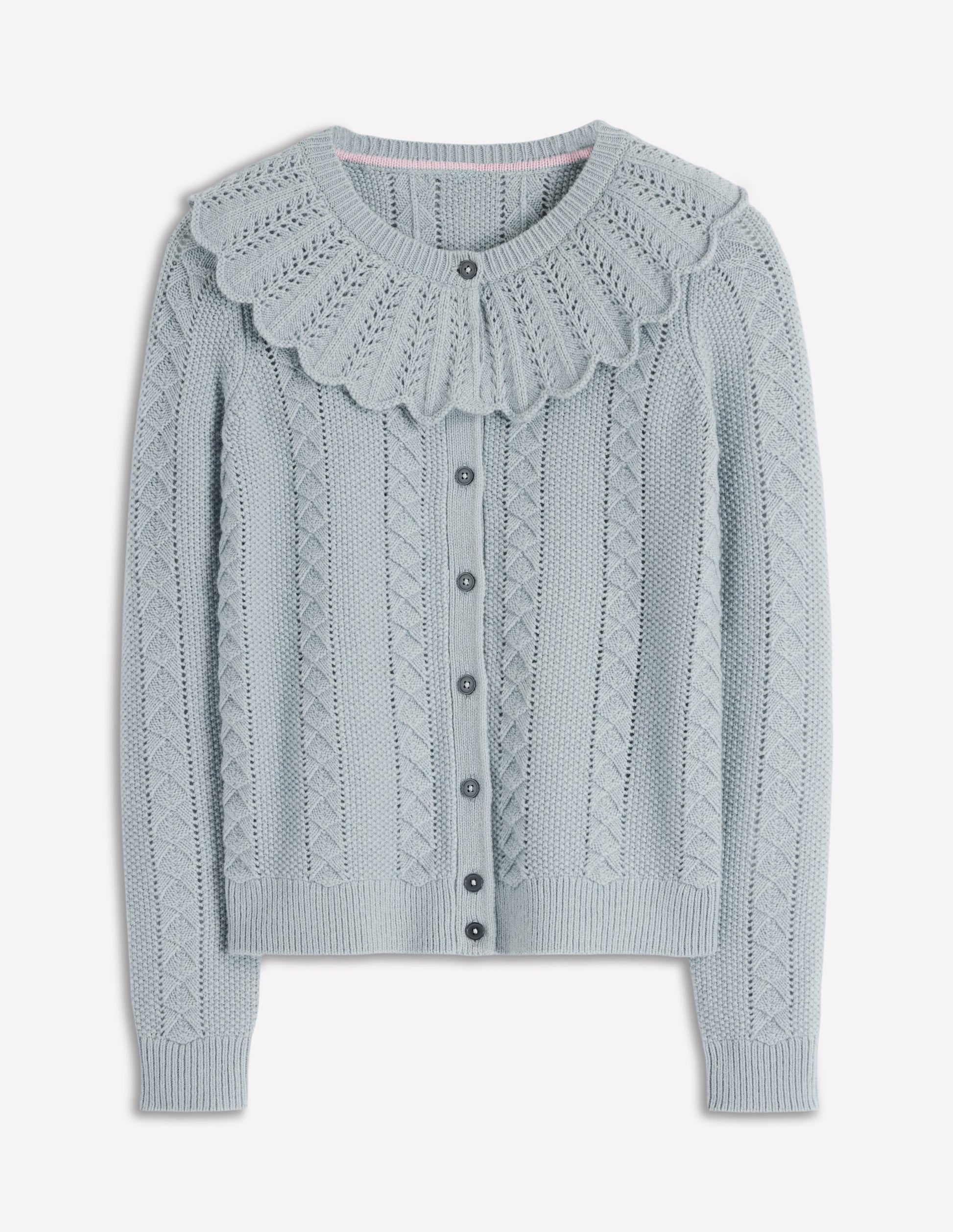 Scallop Collar Cardigan-Seamist Blue Melange-6