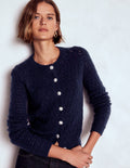 Jewel Button Cardigan-Navy