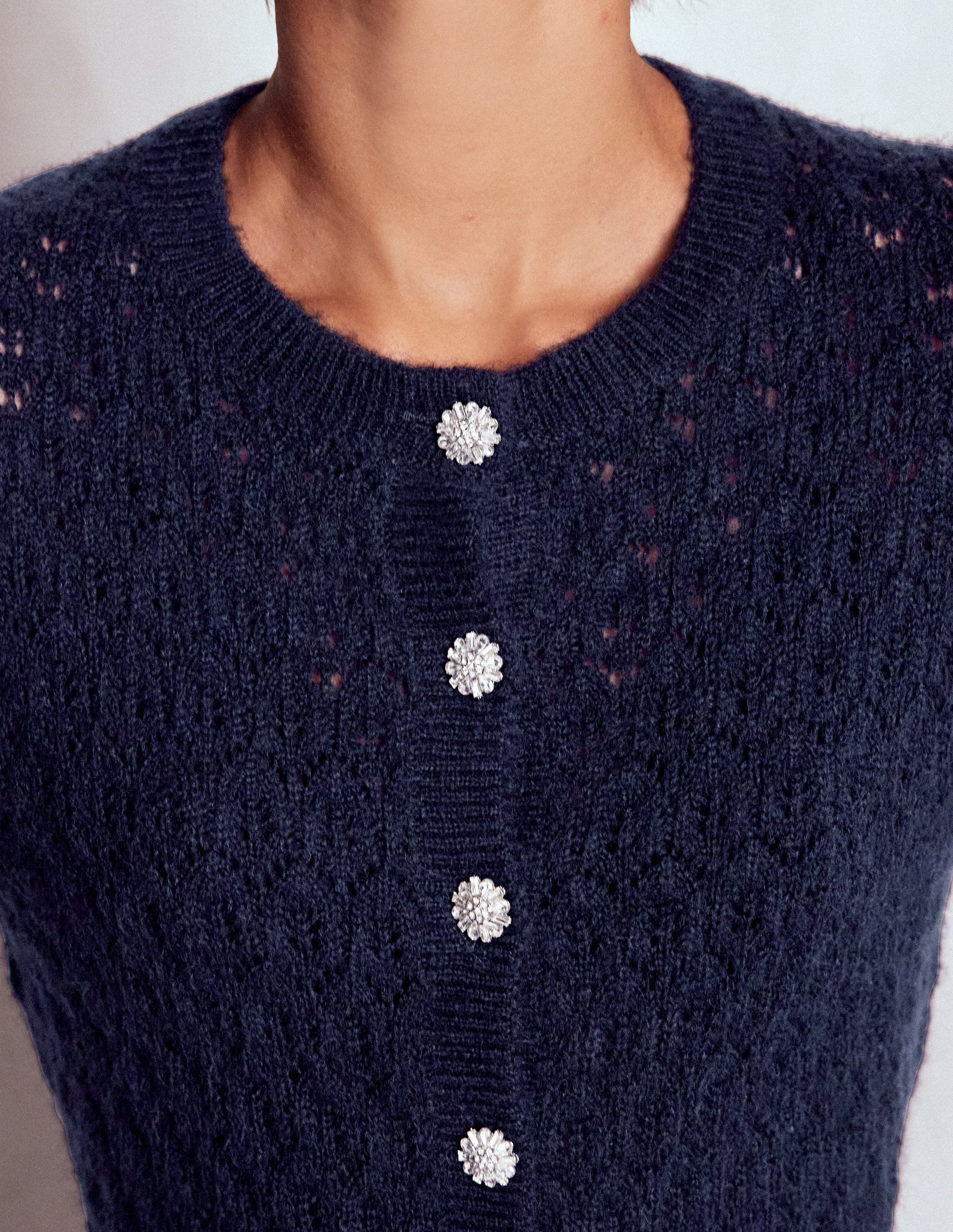 Jewel Button Cardigan-Navy-2