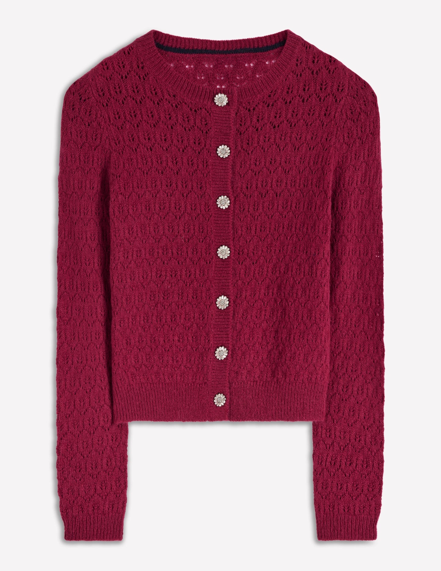 Jewel Button Cardigan-Ruby Red