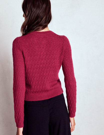 Jewel Button Cardigan-Ruby Red-3
