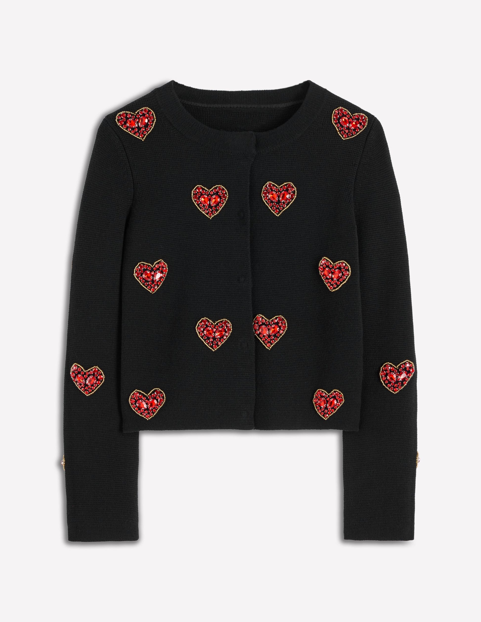 Jewelled Knitted Jacket-Black Hearts-7