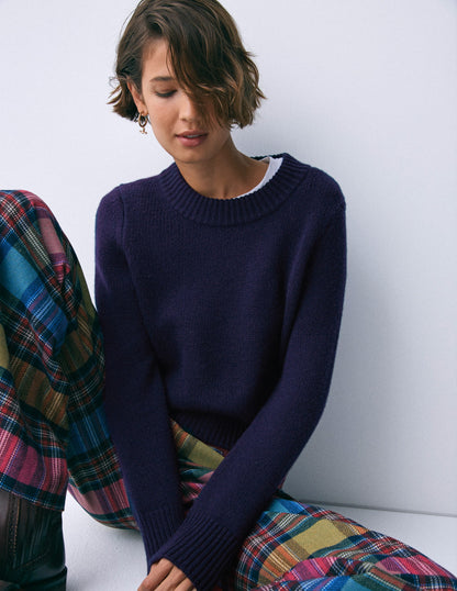 Chunky Cashmere Jumper-Navy-6