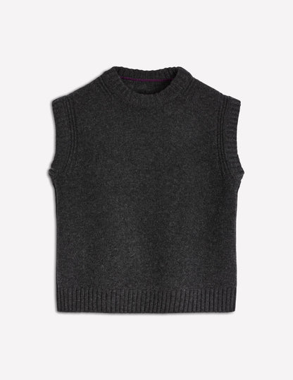 Cashmere Ribbed Trim Tank-Charcoal Melange-6