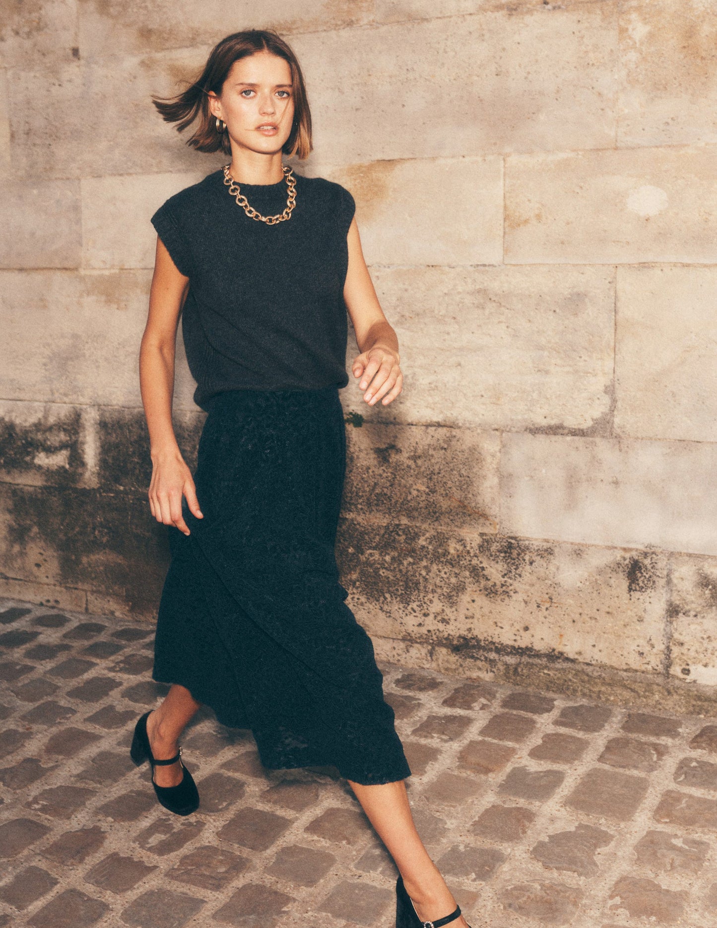 Cashmere Ribbed Trim Tank-Charcoal Melange