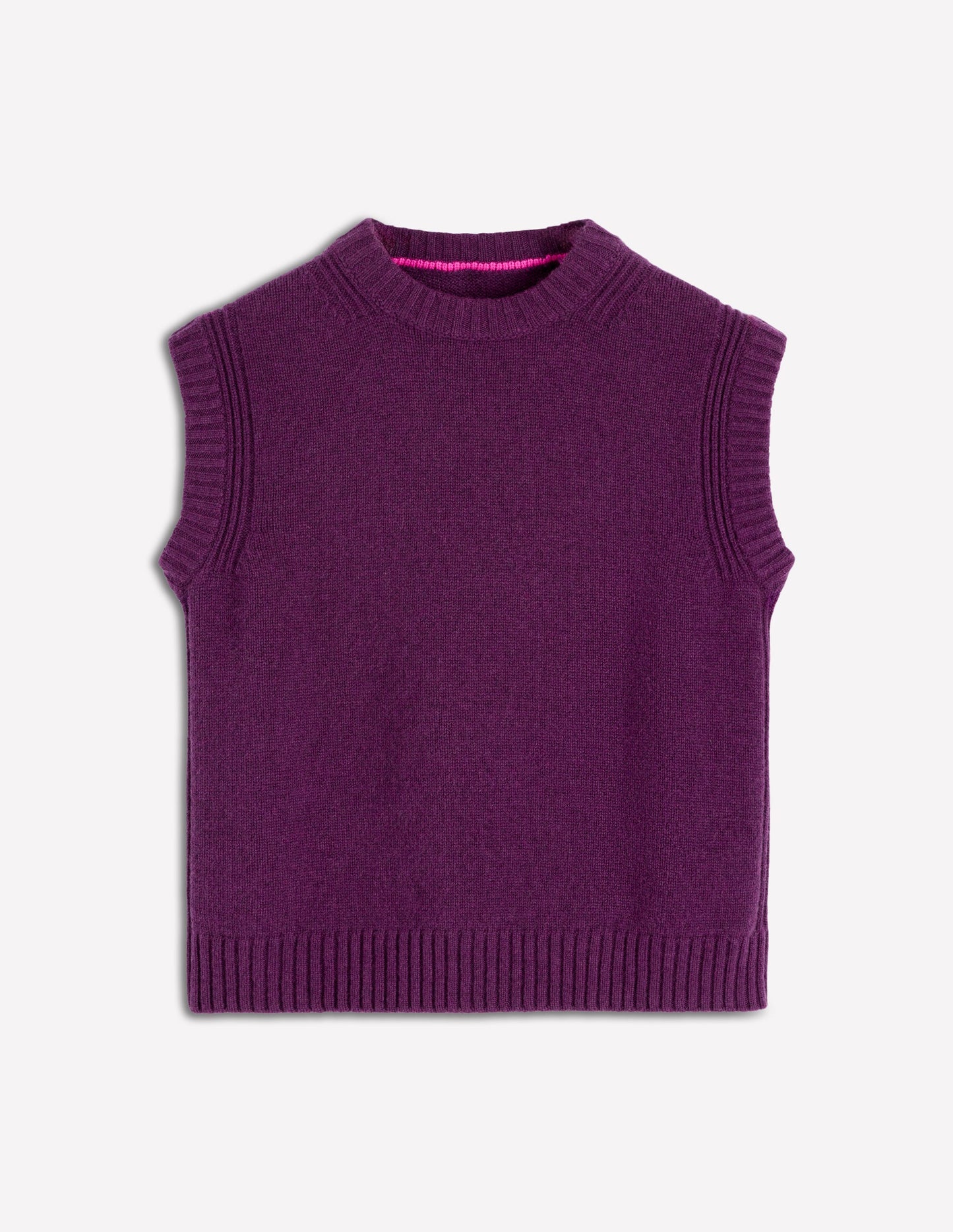 Cashmere Ribbed Trim Tank-Purple