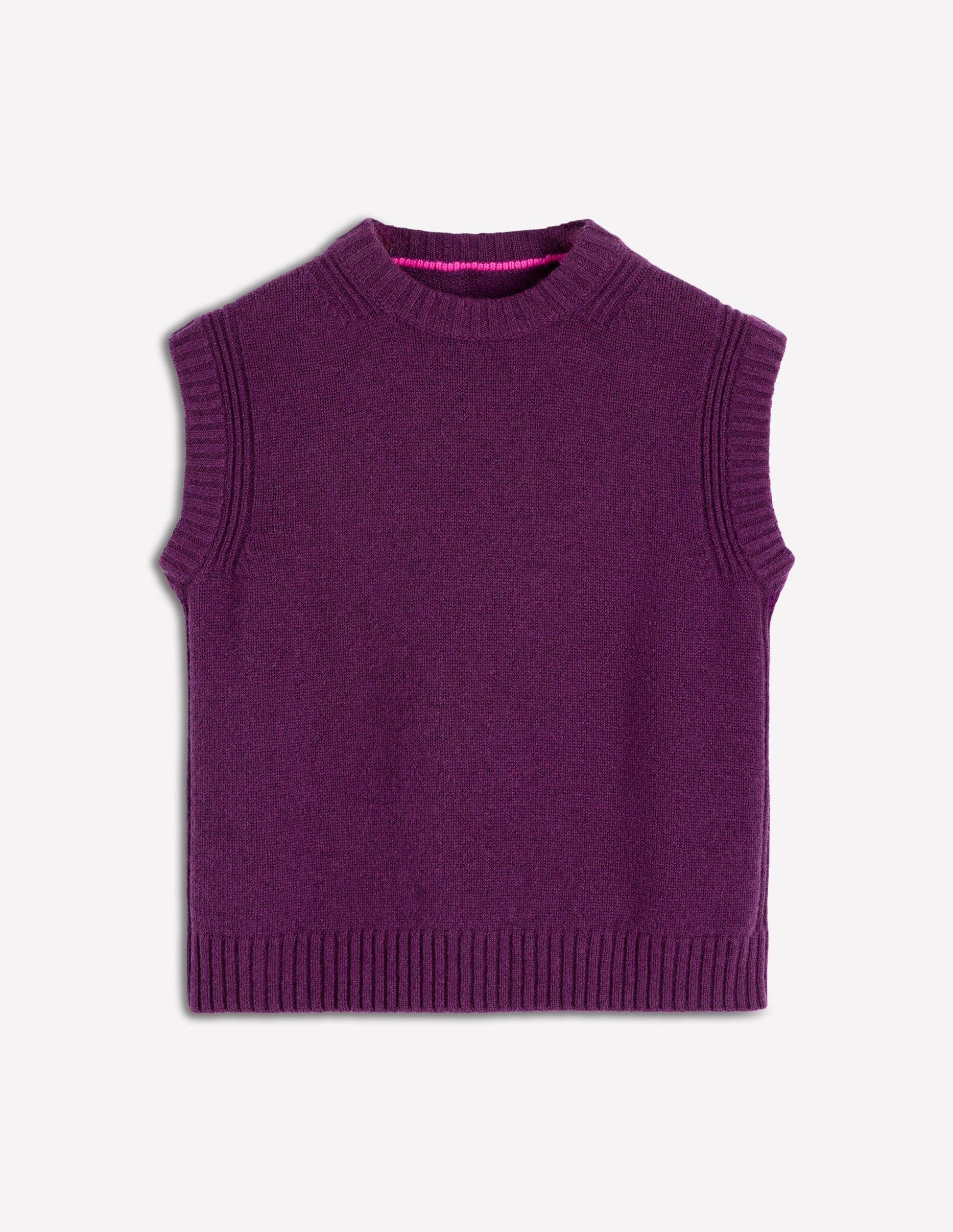 Cashmere Ribbed Trim Tank-Purple-6