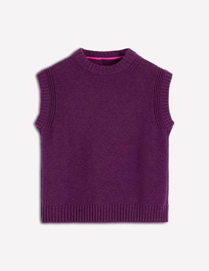 Cashmere Ribbed Trim Tank-Purple-6