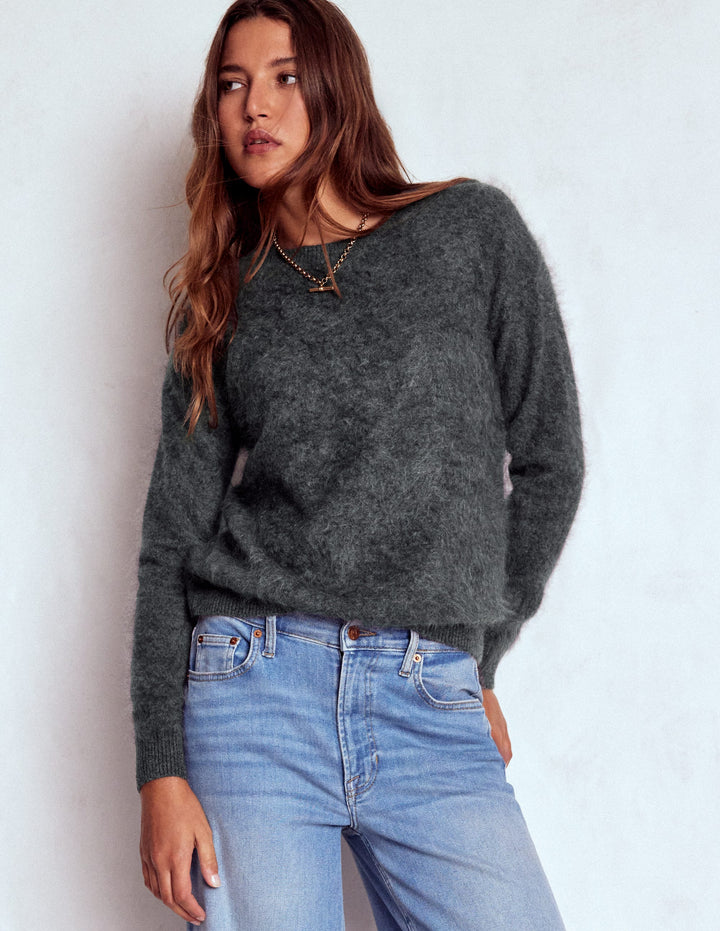 Brushed Cashmere Jumper-Slate Grey