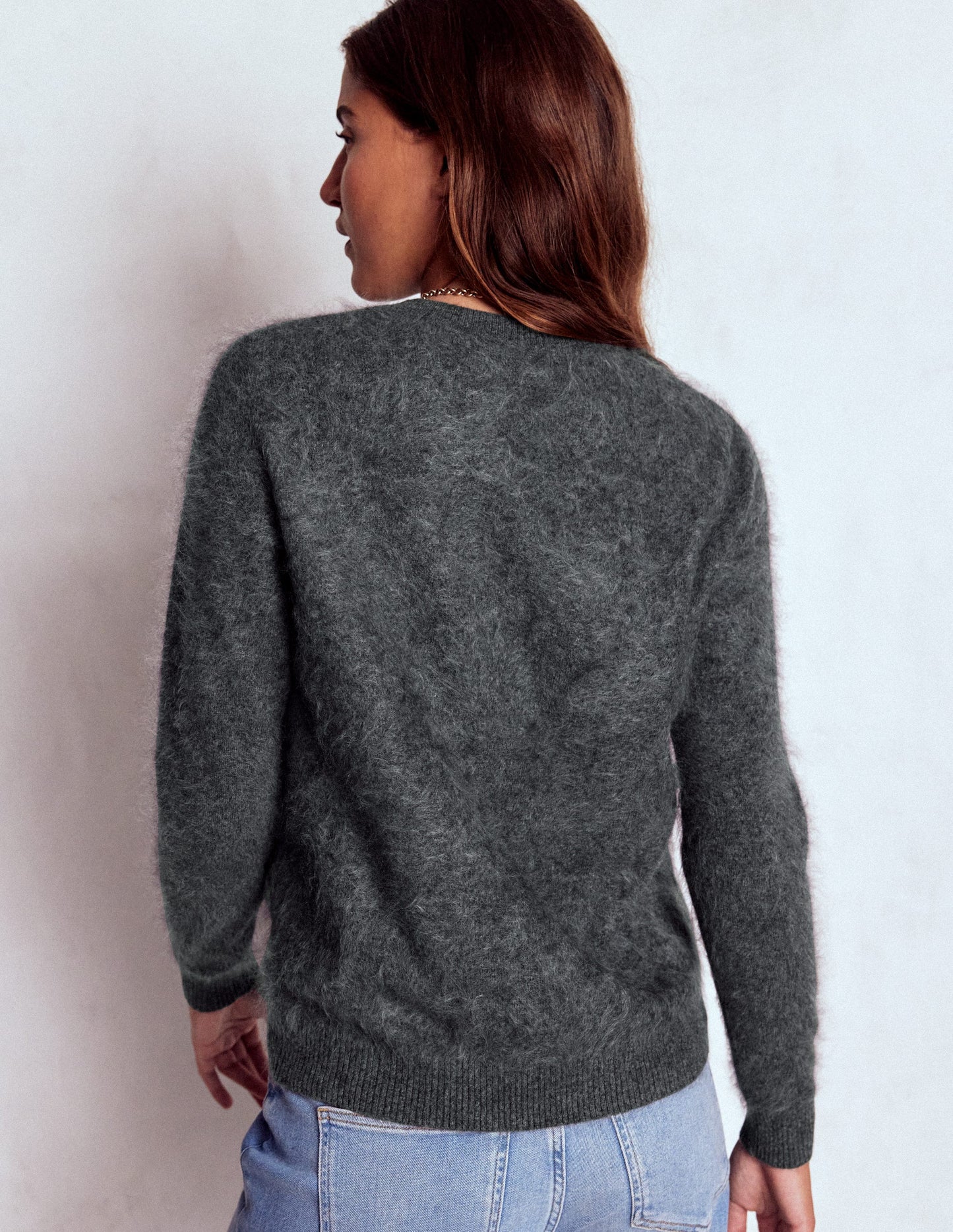 Brushed Cashmere Jumper-Slate Grey