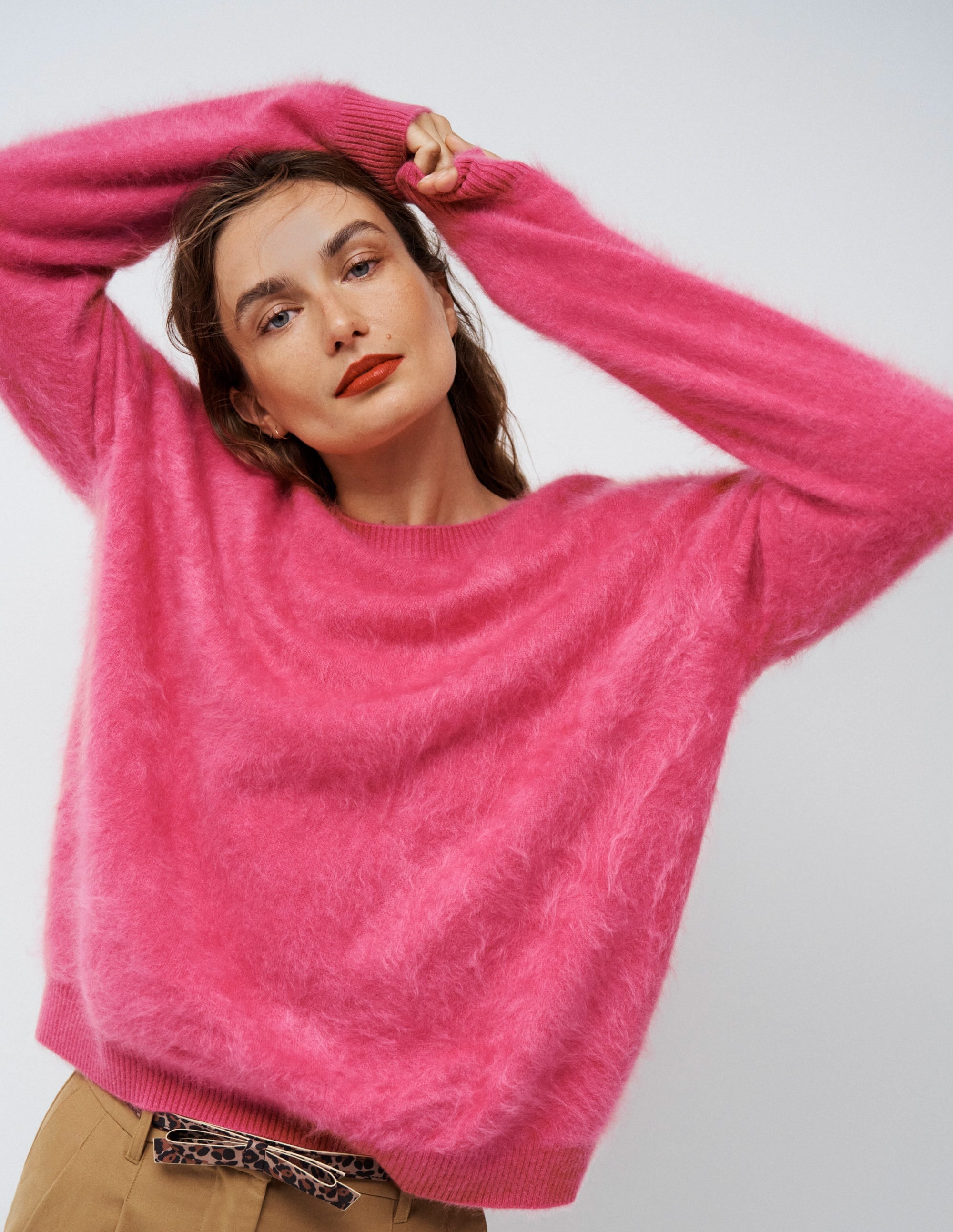 Kat Brushed Cashmere Jumper-Pink Peony - Image 5