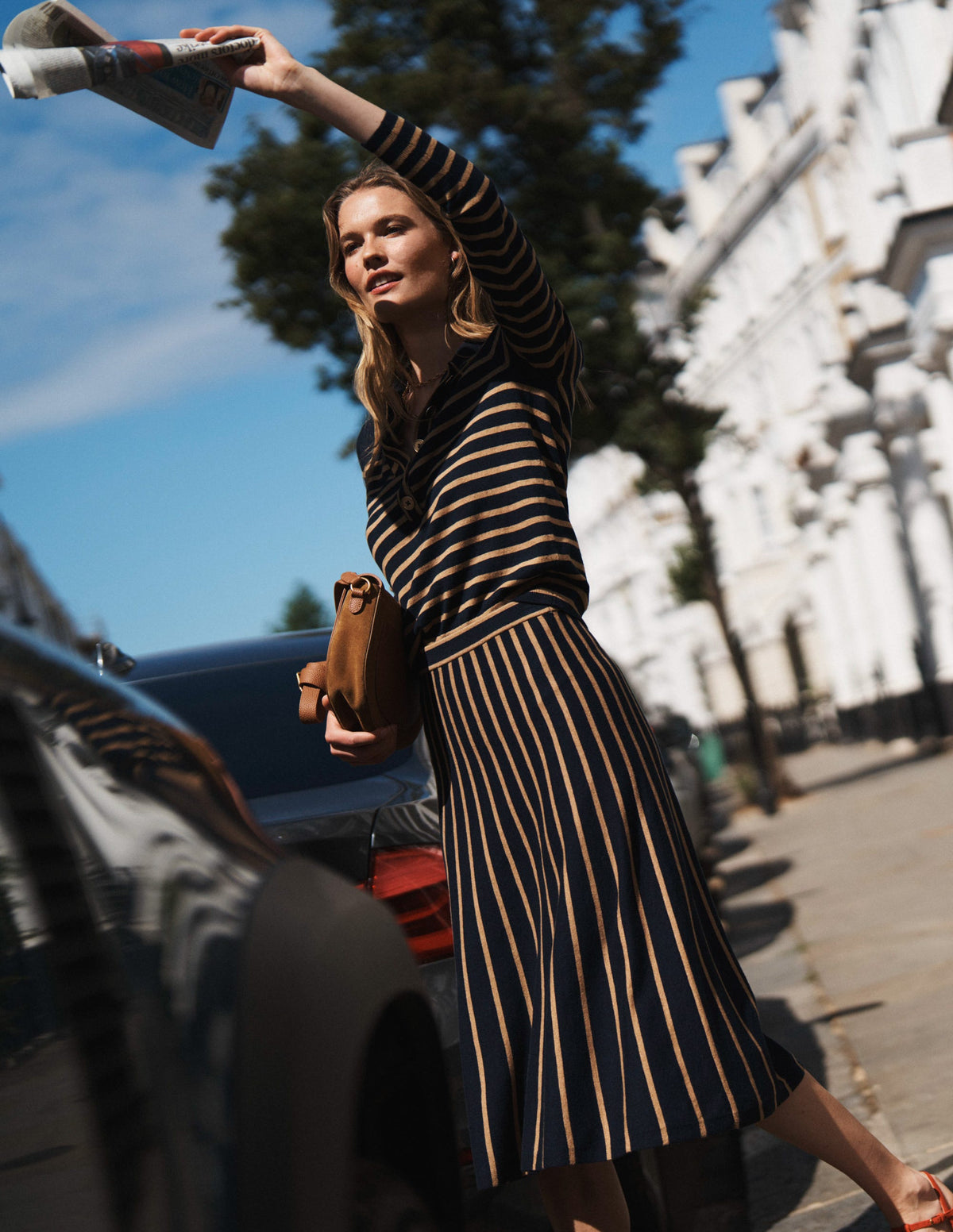 Liz Henley Jumper-Navy / Camel - Image 5