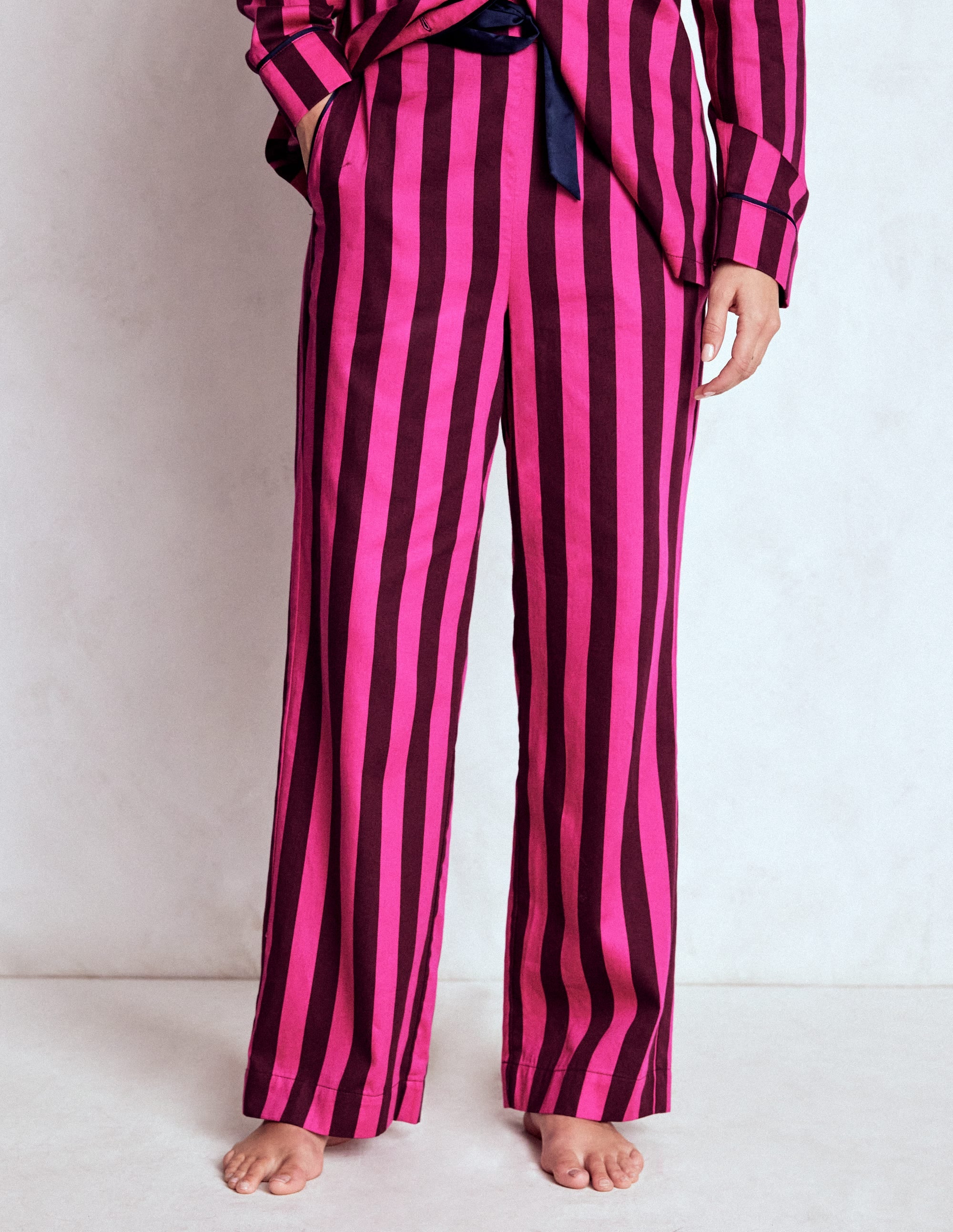 Cotton Pyjama Trousers-Pink Stripe - Image 1