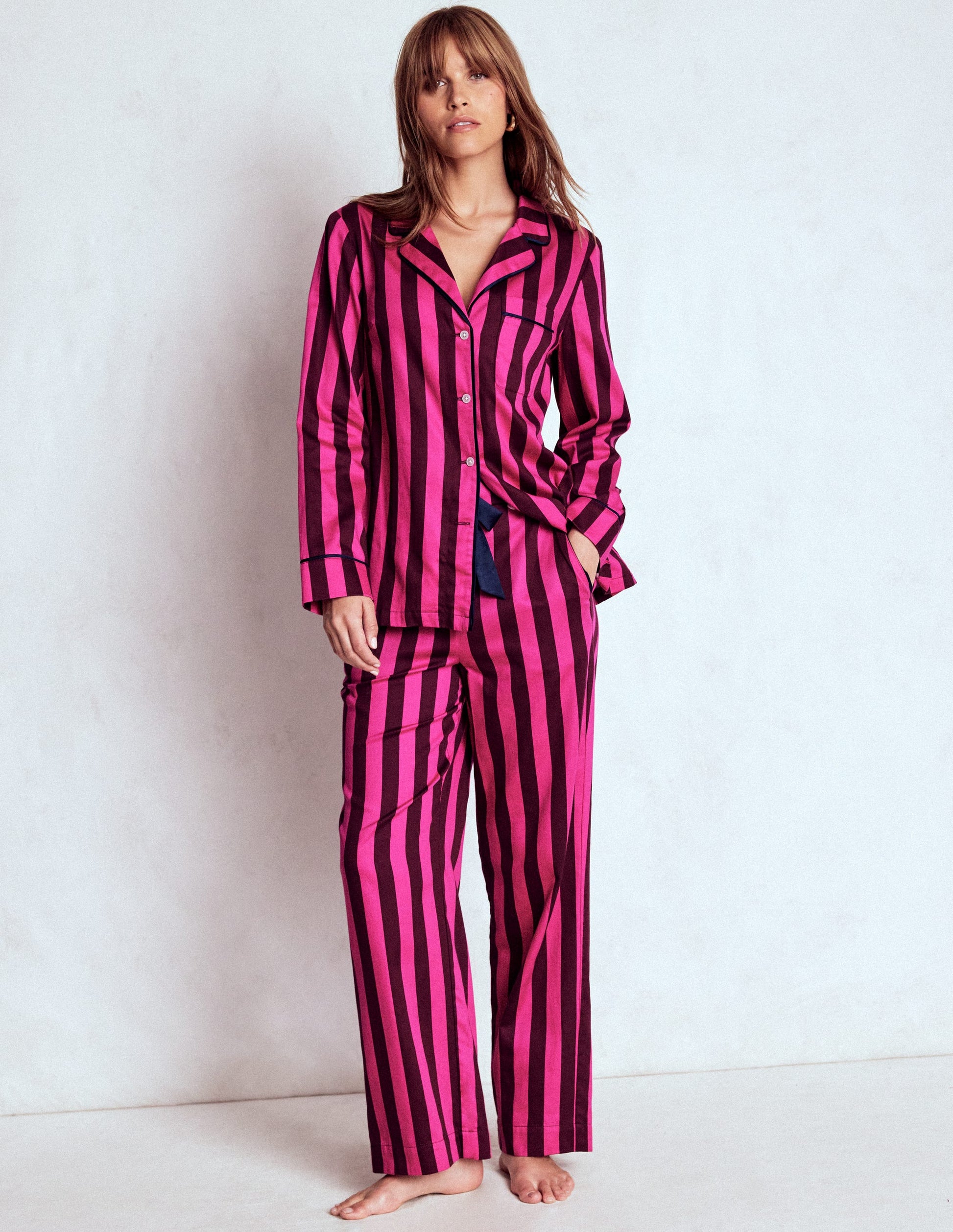 Cotton Pyjama Trousers-Pink Stripe-5