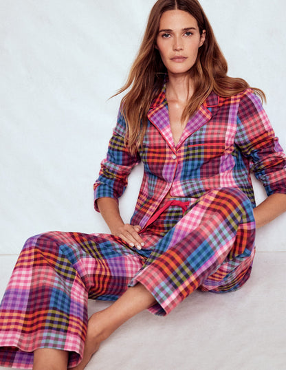 Brushed Cotton Pyjama Trousers-Rainbow Blanket Multigingham-1